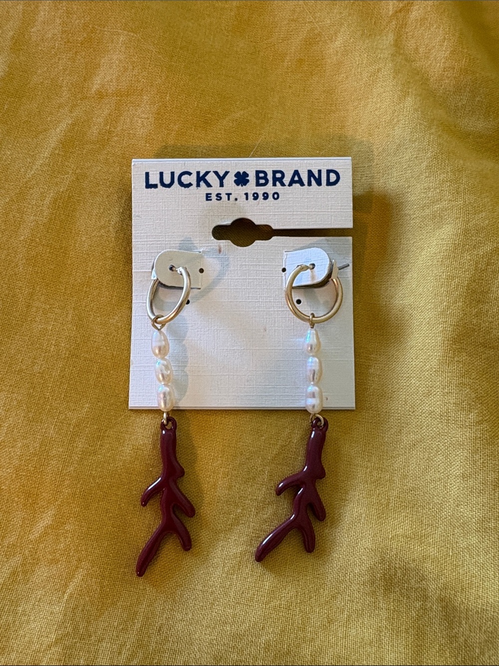 LUCKY BRAND coral and pearl dangle